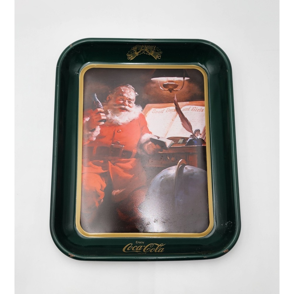 Vintage 1980's ~ "Coca Cola Christmas Tray" with‎ Iconic Santa ~ 13"x11"